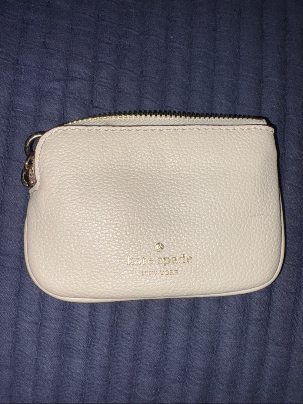 kate spade Cream Pebbled Leather Zip Coin Pouch